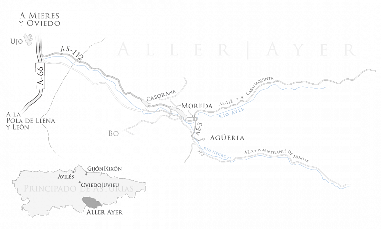 Mapa indicando cómo llegar a Agüeria